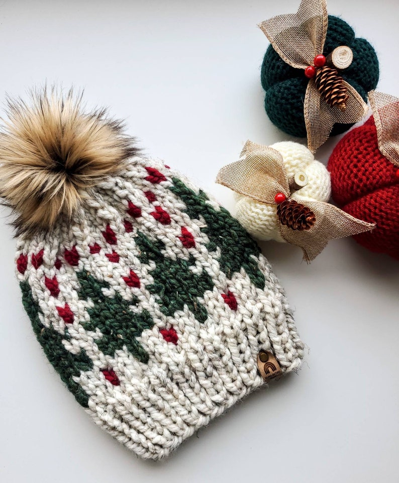 Pine Tree Hat, Ski Tuque, Knit Winter Beanie image 8