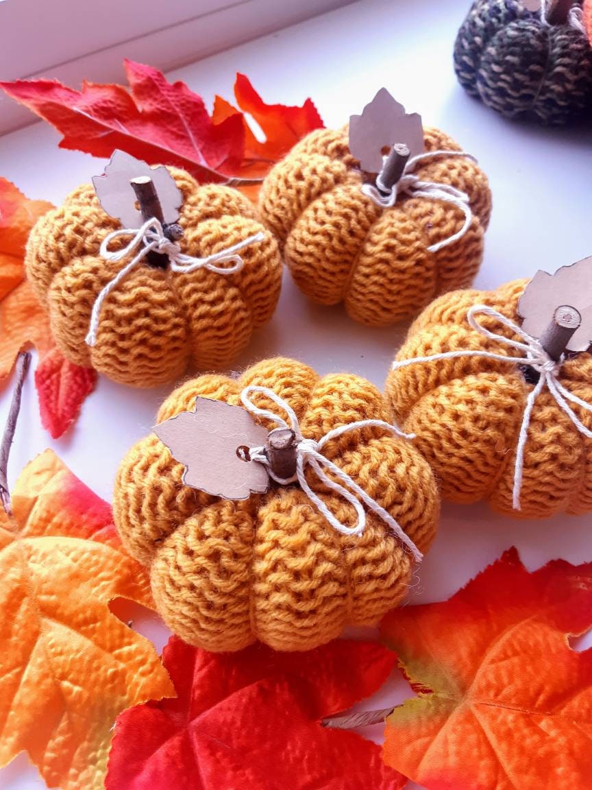 Kürbisse gestrickte Kürbisse Herbst Dekor Herbst | Etsy