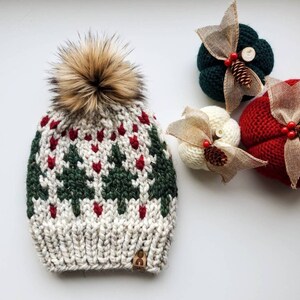 Pine Tree Hat, Ski Tuque, Knit Winter Beanie image 3