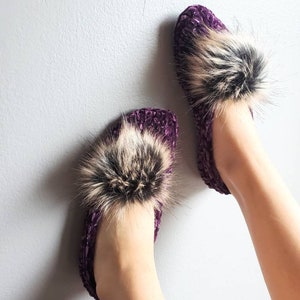 Wedding Gift, Bachelorette Party Gift, Fluffy Slippers for Women, Bridesmaids Proposal Gift Majestic Purple