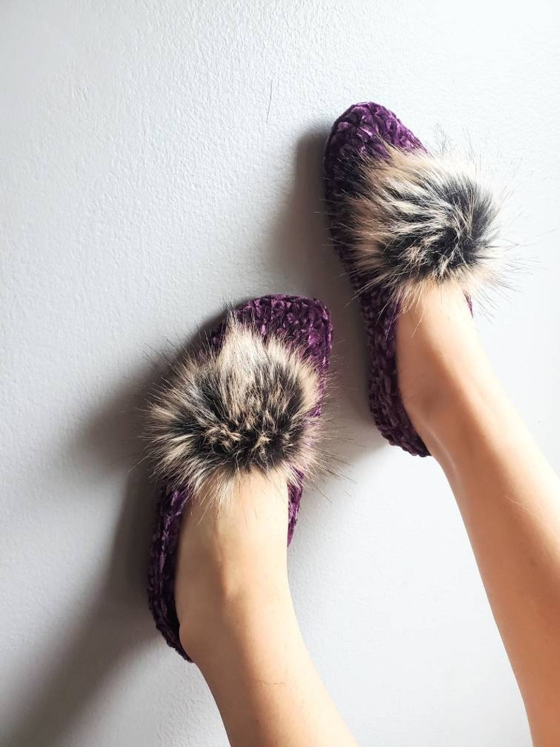 Wedding Gift, Bachelorette Party Gift, Fluffy Slippers for Women, Bridesmaids Proposal Gift Majestic Purple