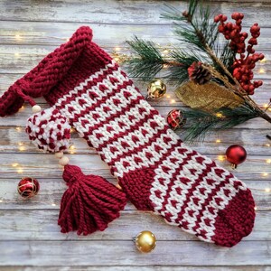 Christmas Stockings, Traditional Hand Knit Christmas Stockings, Scandinavian Christmas Decoration