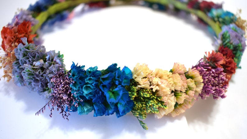 multicolored flower crown dried flowers