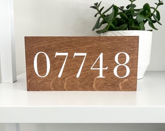 Zip Code Sign | Standing Wooden Sign | 8x4 inches | customizable