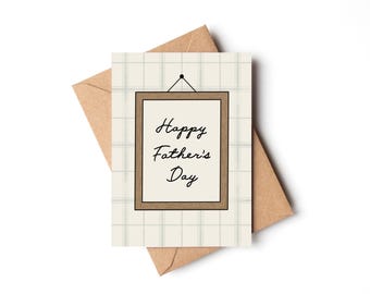 Father’s Day Card | Wooden Frame with Plaid Background