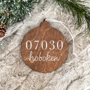 Zip Code and City Wooden Ornament customizable 3.5 inches option to personalize back housewarming gift moving gift image 2