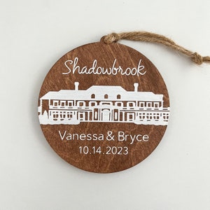 Shadowbrook at Shrewsbury keepsake ornament Shrewsbury, NJ custom names and date engagement, bridal shower, wedding, anniversary gift image 1