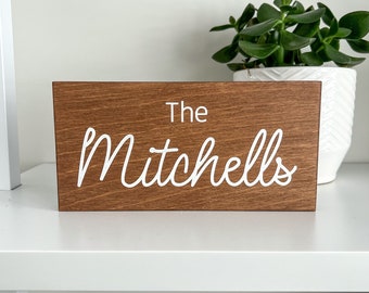 Last Name Sign | Standing Wooden Sign | 8x4 inches | customizable to any name or word