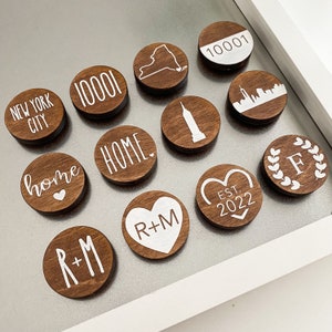 Wooden Magnets with Strong Hold custom hometown magnets 1.5 inches round housewarming gift moving gift engagement gift image 5