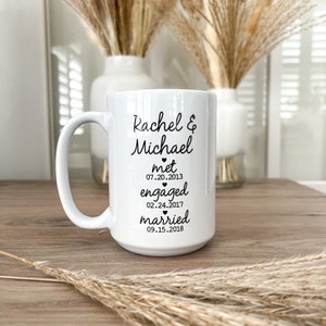 Custom Dates Mug | 15oz | Dishwasher Safe | Microwave Safe | couples gift | engagement gift | wedding gift