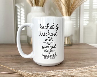 Custom Dates Mug | 15oz | Dishwasher Safe | Microwave Safe | couples gift | engagement gift | wedding gift