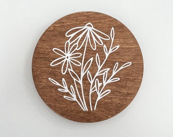 Wildflower Coaster | painted wooden coaster with full cork bottom | floral coaster | housewarming gift | Mothers Day gift