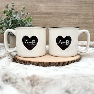 Heart Initials Mug | 18oz | Dishwasher Safe | Microwave Safe | camper style mug | Custom Initials in Heart