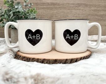 Heart Initials Mug | 18oz | Dishwasher Safe | Microwave Safe | camper style mug | Custom Initials in Heart