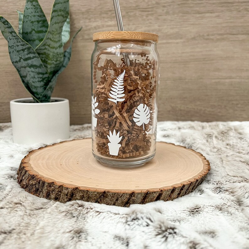 Plant Lover Wrap Around Glass 16oz Cold Beverage Glasses beer can shaped glass house plants plant parent image 6