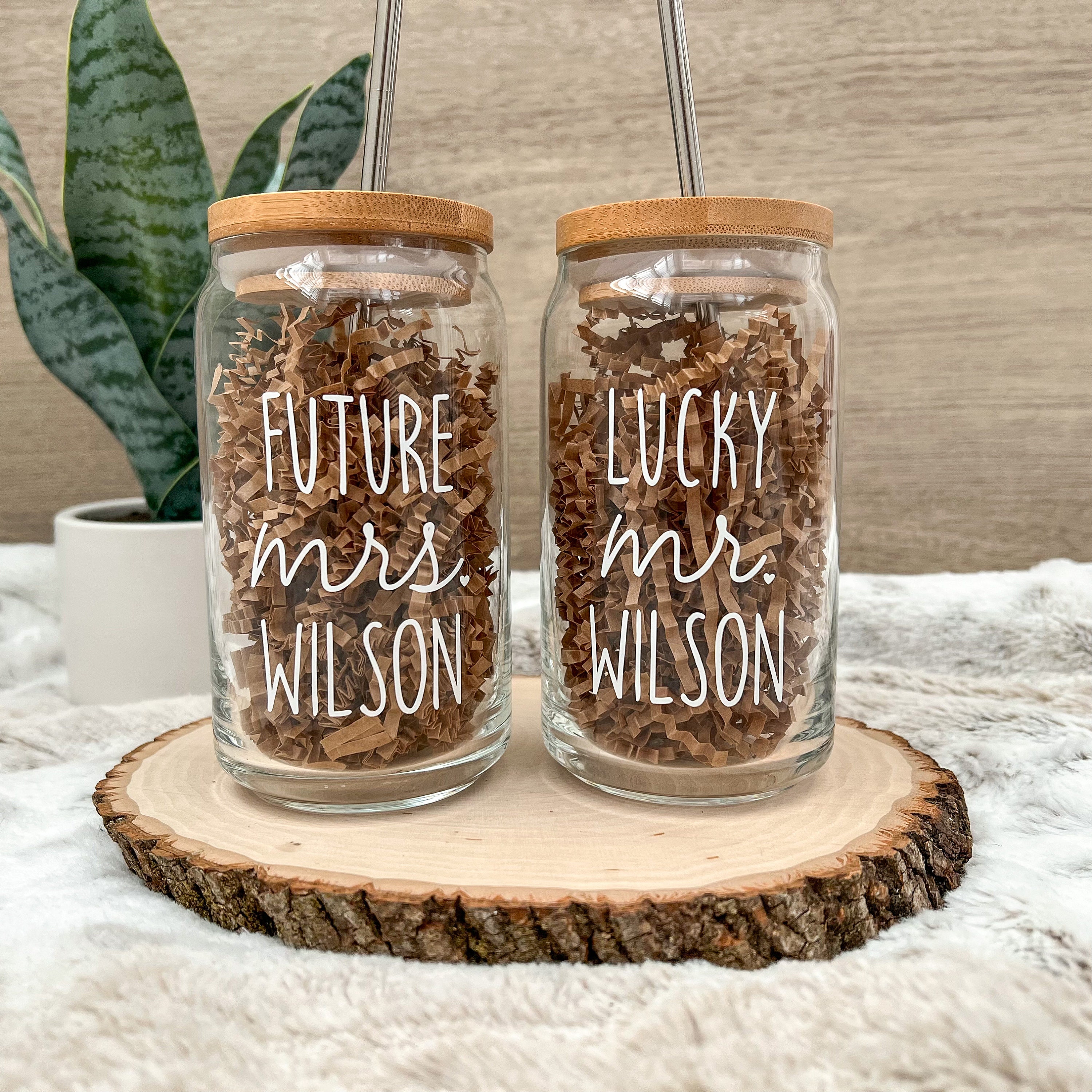  Sieral 2 Sets Future Mrs Lucky Mr Iced Coffee Cups Wedding  Bridal Shower Gift 16 oz Wedding Glasses for Bride and Groom Can Shaped Mr  and Mrs Mugs Drinking Jars Married