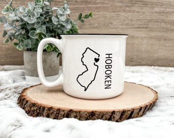 Custom City and State Outline Mug | 18oz | Dishwasher Safe | Microwave Safe | camper style mug | housewarming gift