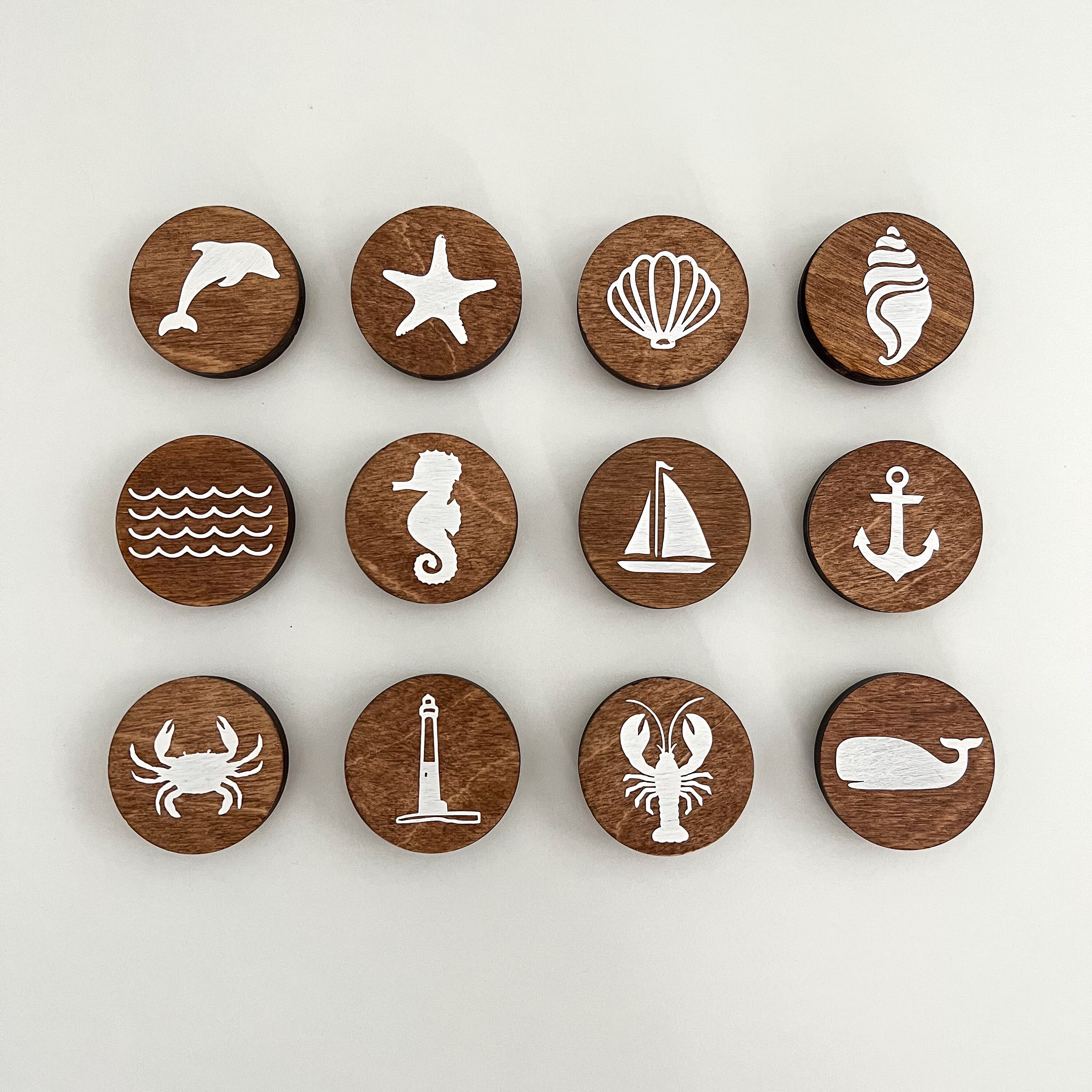 Wooden Beach Magnets with Strong Hold | Mini Magnets | 1.5 inches round | Beach House Decor | Coastal Magnets