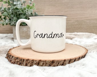 Custom Grandparent Mug | Cursive Font | 18oz | Dishwasher Safe | Microwave Safe | camper style mug | custom word