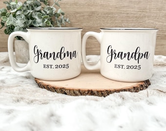 Custom Grandparent Mug | Cursive Font, 18oz Camper Style (Dishwasher Safe)