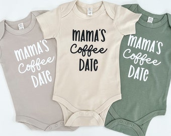 Organic Cotton Baby Bodysuit | Mama’s Coffee Date | Neutral colors | 3-6 month | 6-12 month | 12-18 month sizing