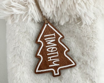 Stocking Tag | Name Ornament | wooden tree with name | custom name