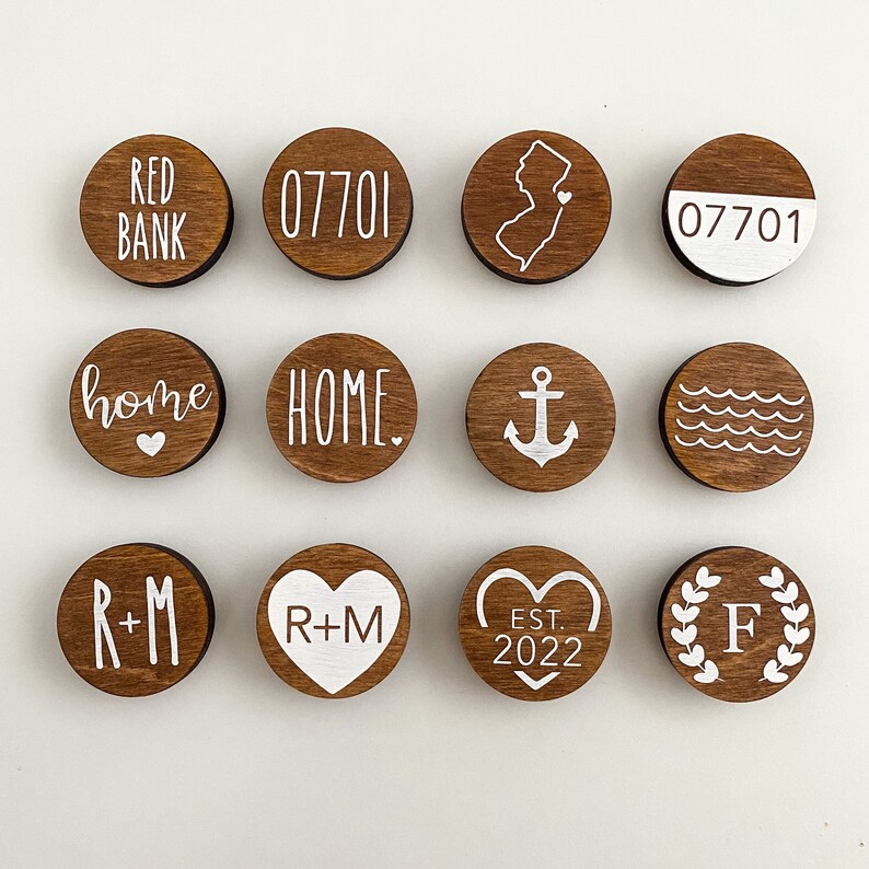 Wooden Magnets with Strong Hold custom hometown magnets 1.5 inches round housewarming gift moving gift engagement gift image 3