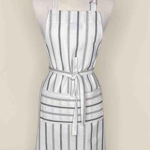 Women’s Kitchen Apron, Vineyard Stripe - Black. Chef Apron, Apron for women with pocket,  Adjustable Neck, Made in the USA.