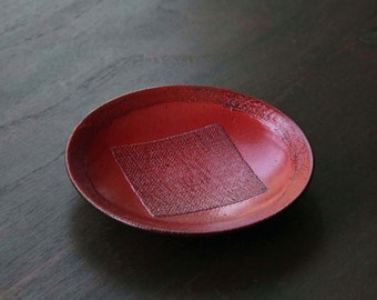 13.3cm / Red Wooden Plate | Japanese Urushi Craft | Artisan | Tea Ceremony | Tableware