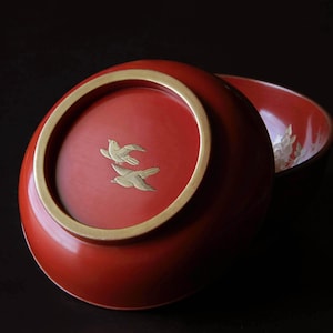Antique Lidded Owan with Remarkable Maki-e Drawings | Japanese Lacquerware 10B
