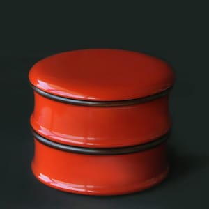 Red Urushi Stacked Lacquer Container by Akira Miyamoto