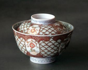 伊万里　金彩錦蓋付茶碗　12客　11cm　明治～大正期 伊万里錦金彩蓋付茶碗9客11.2cm幕末〜明治期