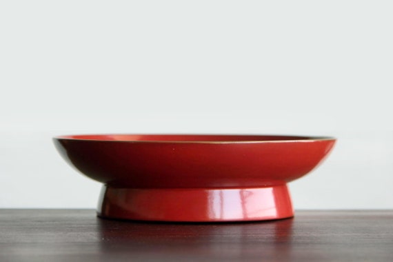 花柄 赤い漆器 脚付き皿 大皿 花こころ 朱/溜 漆塗り 12-07203/07204 漆器の井助