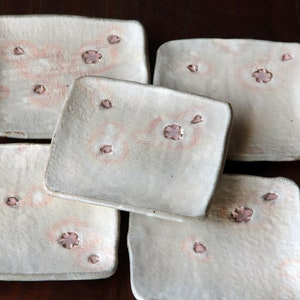 12.5cm / Flower Motif Square Ceramic Plate | Japanese Tableware