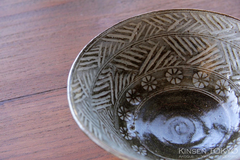 1001 Mishima Chawan Vintage Ceramic Chawan Cup Matcha Chawan Handmade Green Tea bowl glaze wheel thrown #C