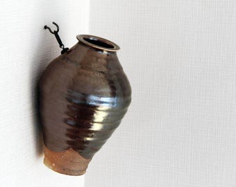 Wandbehang Steinzeug Vase | Japanische Vintage Keramik