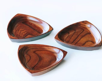 Triangular Natural Wood Dish / Versatile Small Plate or Saucer