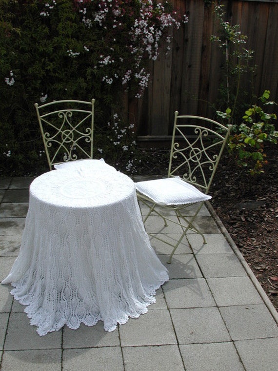 Large Round Crochet Handmade Tablecloth, Large Round Patio Tablecloth