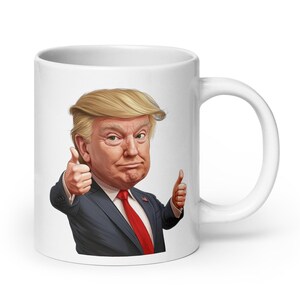 Tazza da caffè con i cartoni animati di Donald Trump - MAGA / America First / USA / Combatti / Presidente / Rendi di nuovo grande l'America / Repubblicano / Patriottico