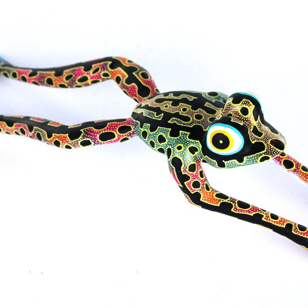 Oaxacan Wood Carving Leaping Frog Alebrije by David Adrian Blas Mexican Folk Art Oaxaca Mexico