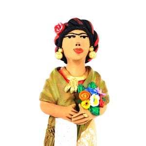 Leticia Garcia Aguilar Frida Kahlo Autorretrato Carta a Trotsky Estatueta de barro Cerâmica Arte popular mexicana Oaxaca México