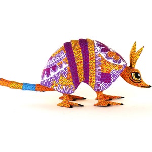 Oaxacan Wood Carving Small Armadiilo by Tribus Mixes Oaxaca Mexican Folk Art Alebrije