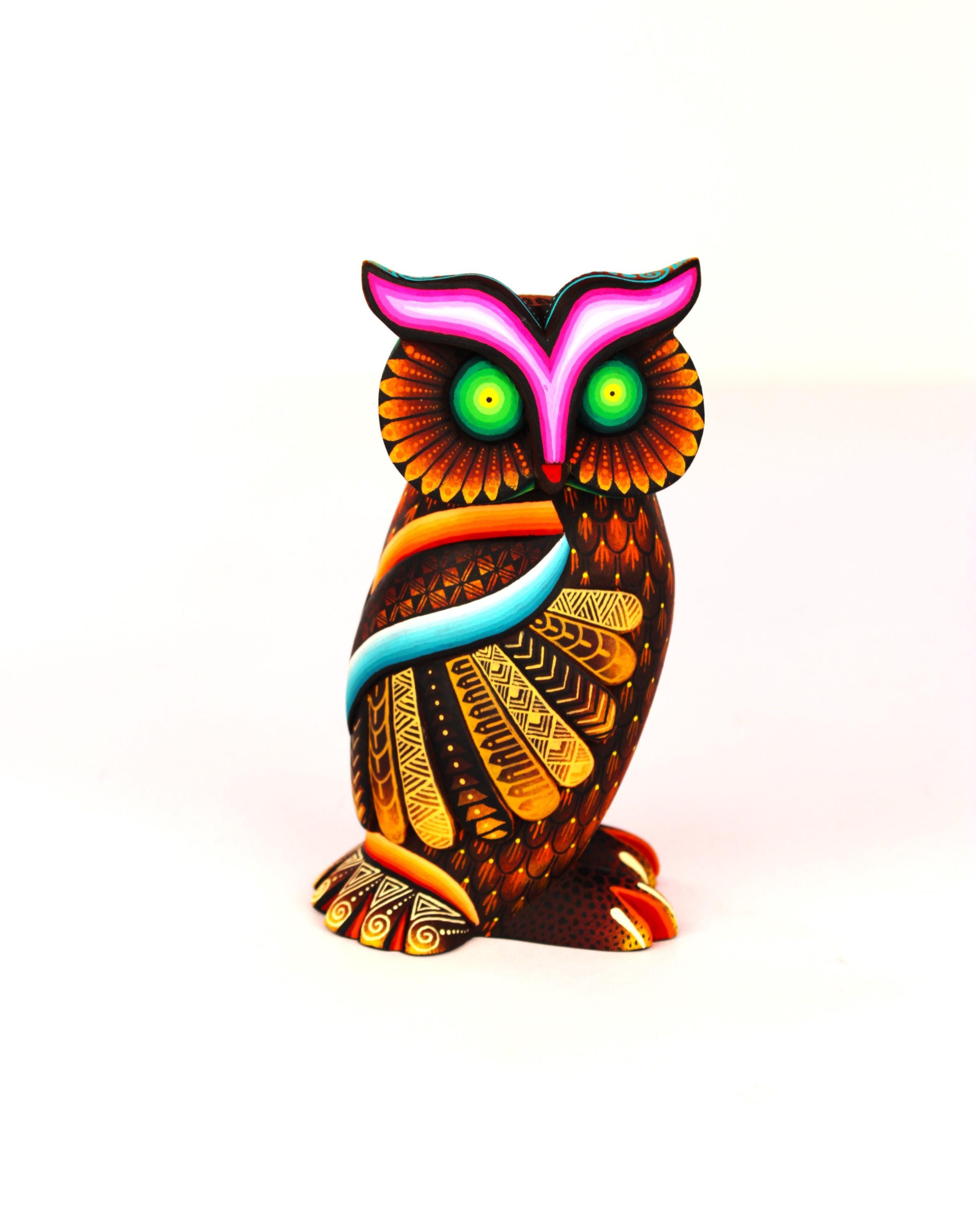 Oaxacan Wood Carving Museum Quality Horned Owl by Julia Fuentes Mexican Fine Folk Art Alebrije Oaxac