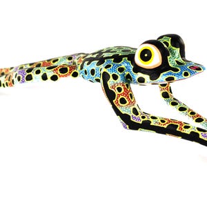 Oaxacan Wood Carving Leaping Frog Alebrije by David Adrian Blas Mexican Folk Art Oaxaca Mexico image 3