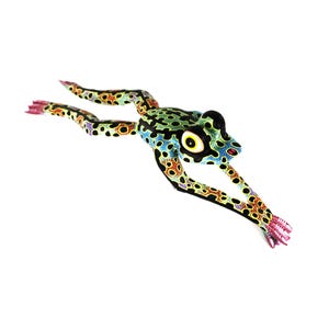 Oaxacan Wood Carving Leaping Frog Alebrije by David Adrian Blas Mexican Folk Art Oaxaca Mexico image 1