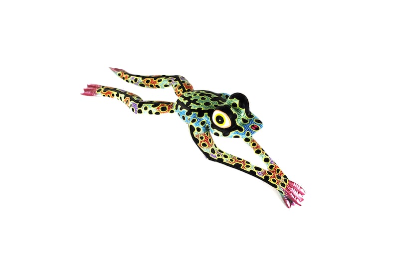 Oaxacan Wood Carving Leaping Frog Alebrije by David Adrian Blas Mexican Folk Art Oaxaca Mexico image 1