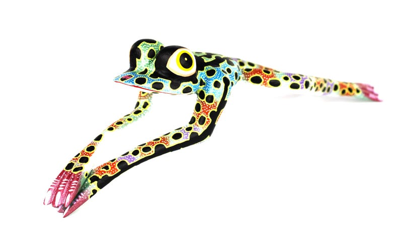 Oaxacan Wood Carving Leaping Frog Alebrije by David Adrian Blas Mexican Folk Art Oaxaca Mexico image 10