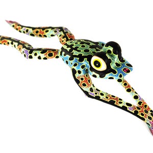 Oaxacan Wood Carving Leaping Frog Alebrije by David Adrian Blas Mexican Folk Art Oaxaca Mexico image 2