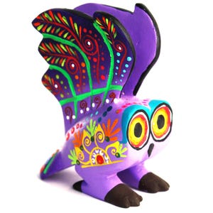 Oaxacan Wood Carving Small One Piece Owl in Flight Alebrije by Margarita Sosa Mexican Folk Art Oaxaca Mexico