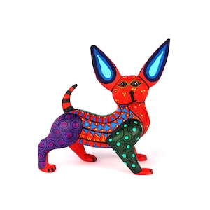Oaxaca Wood Carving Alebrije Chihuahua Dog by Juventino Melchor Mexican Folk Art Oaxaca Mexico